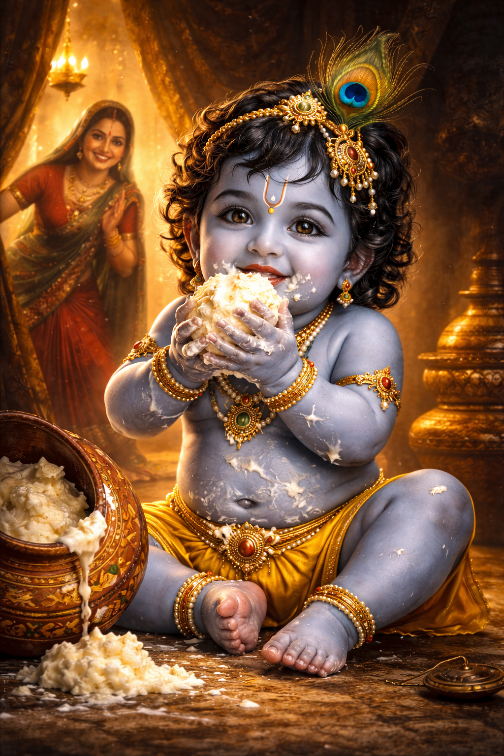 Baby Krishna Eating Butter -- HD Wallpaper